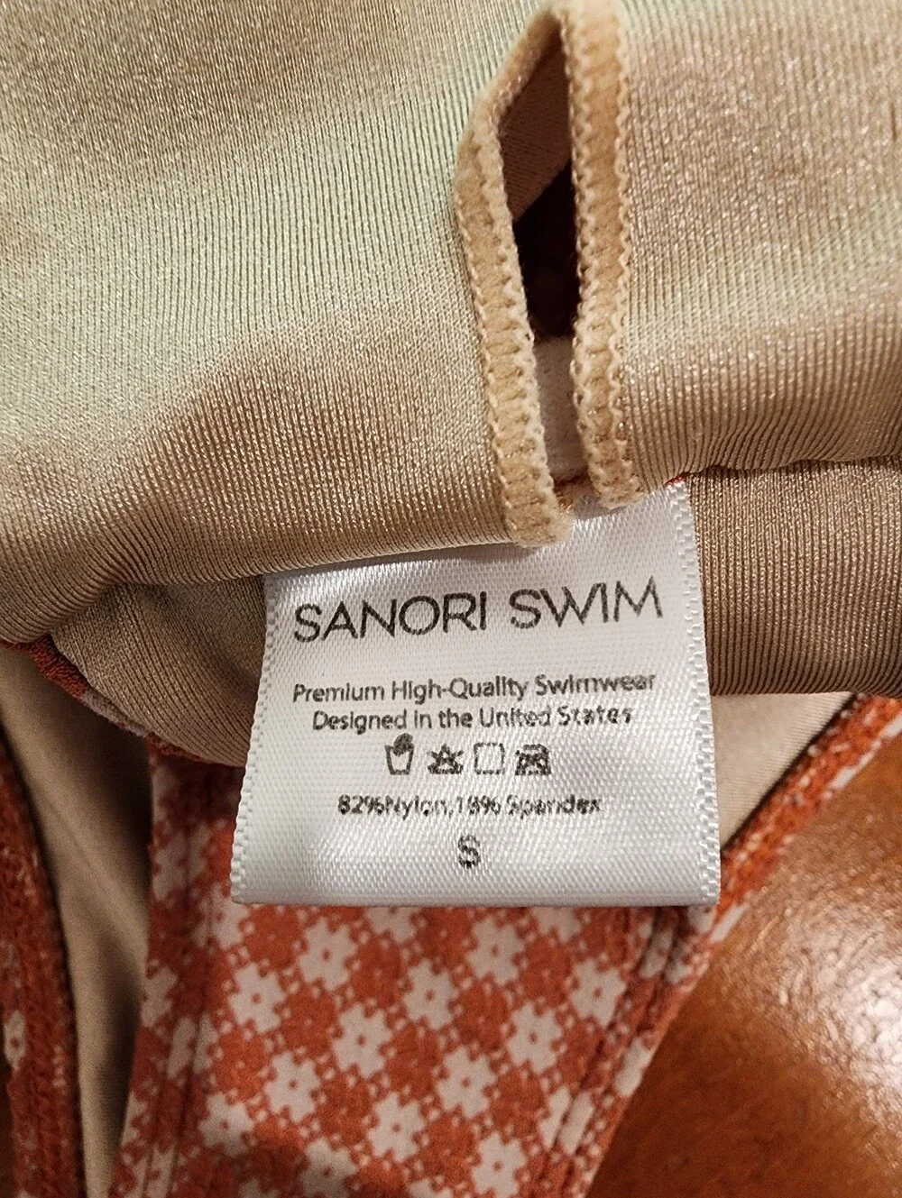 Sanori Swim SZ Small Rust Orange Floral Textured High-Cut Bikini Set